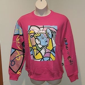 IMPRESS ART BY LOSIER PORTRAIT PRINT PULLOVER LONG SLEEVE SWEATSHIRT